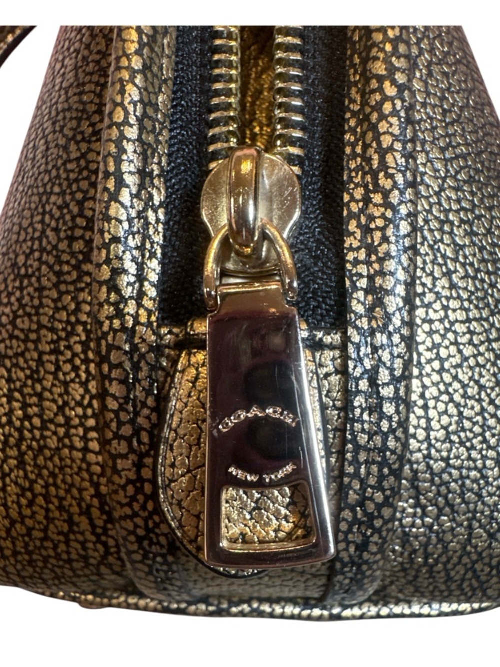 COACH Mini Prince St Metallic Gold Crossbody Like New - Picture 13 of 17